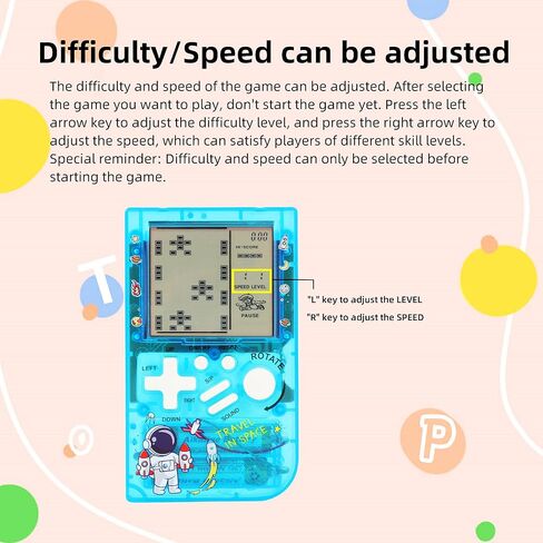 CZT Transparent Block Game Machine 23 Built-in Games Retro Children's Game Console Student Game Device Puzzle Handheld Console Electronic Brick Games Compact Portable Christmas Girl Gifts (Pink) in Kuwait