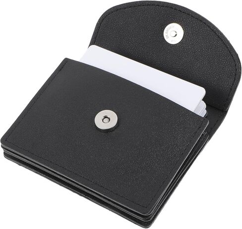 PU Leather Business Card Holder, Business Card Case Business Name Card Holder Wallet Card Organizer Wallet with Magnetic Shut Credit ID Card Case for Women and Men(Black) in Kuwait