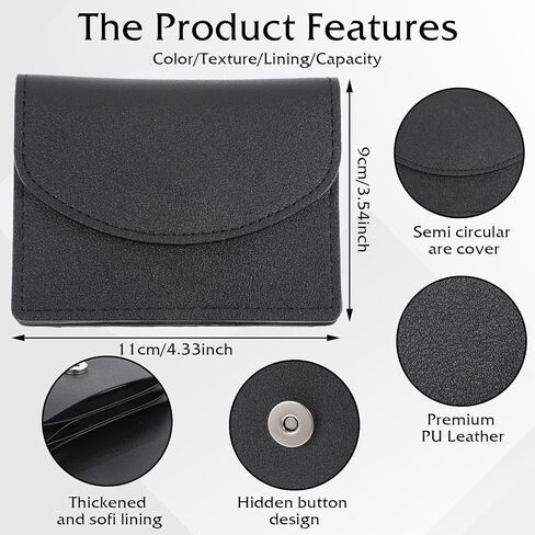 PU Leather Business Card Holder, Business Card Case Business Name Card Holder Wallet Card Organizer Wallet with Magnetic Shut Credit ID Card Case for Women and Men(Black) in Kuwait