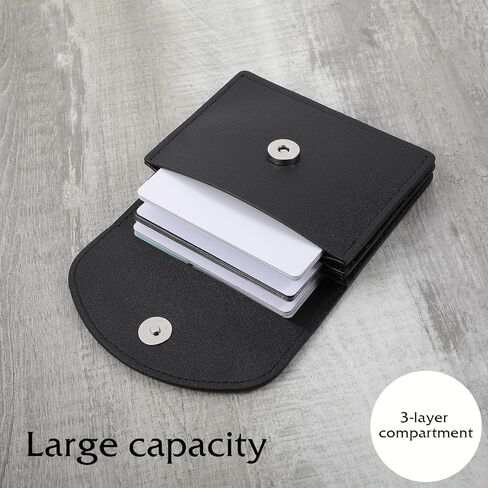 PU Leather Business Card Holder, Business Card Case Business Name Card Holder Wallet Card Organizer Wallet with Magnetic Shut Credit ID Card Case for Women and Men(Black) in Kuwait