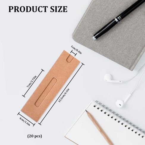 20Pcs Single Pen Sleeve Case Holder, Single Pen Pouch with Window for Display, Single Pen Protector Made of Paper, Pen Packaging Bag (Black) in Kuwait