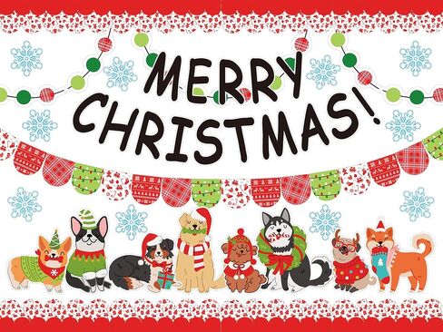 Whaline 99Pcs Merry Christmas Pet Cutouts Set Bulletin Board Border and Assorted Paper Cutting with 100 Glue Points Cute Dog Pattern Cut Outs for Xmas Home School Classroom Party Decoration Supplies in Saudi Arabia