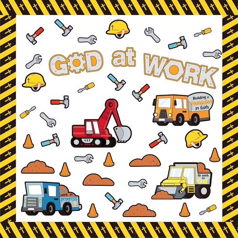 Fulmoon 79 Pcs God at Work Construction Bulletin Board Set Christian Under Construction Decorations Religious Construction Cutouts for Preschool Elementary School Sunday School Decoration Supplies in Saudi Arabia