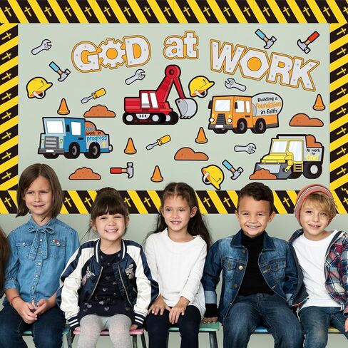 Fulmoon 79 Pcs God at Work Construction Bulletin Board Set Christian Under Construction Decorations Religious Construction Cutouts for Preschool Elementary School Sunday School Decoration Supplies in Saudi Arabia