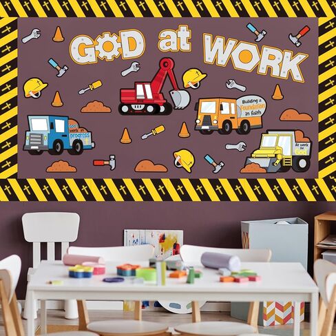 Fulmoon 79 Pcs God at Work Construction Bulletin Board Set Christian Under Construction Decorations Religious Construction Cutouts for Preschool Elementary School Sunday School Decoration Supplies in Saudi Arabia