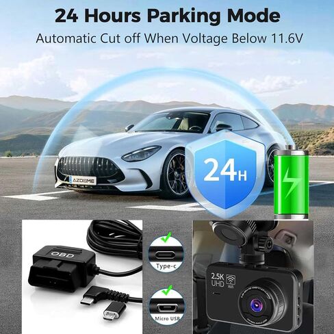 طقم كابل الطاقة obd obd كابل الطاقة obd كاميرا لوحة القيادة USB إلى النوع c عدة أسلاك صلبة لكاميرا Dashcam 12-24 فولت إلى 5 فولت / 3 أمبير مع حماية الجهد المنخفض 24 ساعة مراقبة وقوف السيارات / وضع Acc لكاميرا Dashcam أو GPS أو الرادار in Kuwait