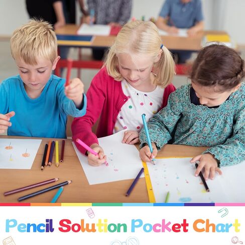 Pencil Pocket Chart Pencil Parking Pocket Chart Pencil Dispenser Organizer Holder Nylon Fabric with Grommets and Magnetic Strip for Kids Teachers Classroom School Storage Supplies (Black) in Kuwait