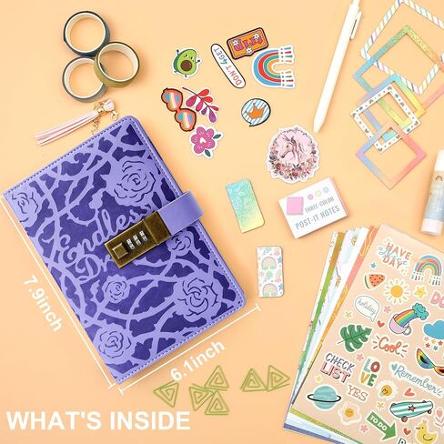 CAGIE DIY Journal Set for Girls Age 8-12, Gifts for 9 10 11 Year Old Girls, Diary with Lock for Girls Birthday Gift, Personalize and Decorate Scrapbooks Kit in Saudi Arabia