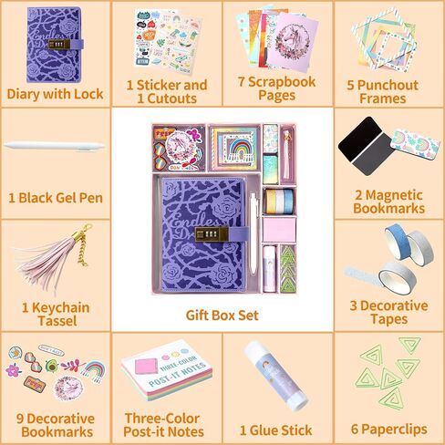CAGIE DIY Journal Set for Girls Age 8-12, Gifts for 9 10 11 Year Old Girls, Diary with Lock for Girls Birthday Gift, Personalize and Decorate Scrapbooks Kit in Saudi Arabia