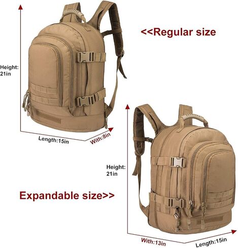 Greencity Laptop Backpacks Tactical 3 Day Expandable Bug Out Bag Classic Case Travel Hiking，Black in Kuwait