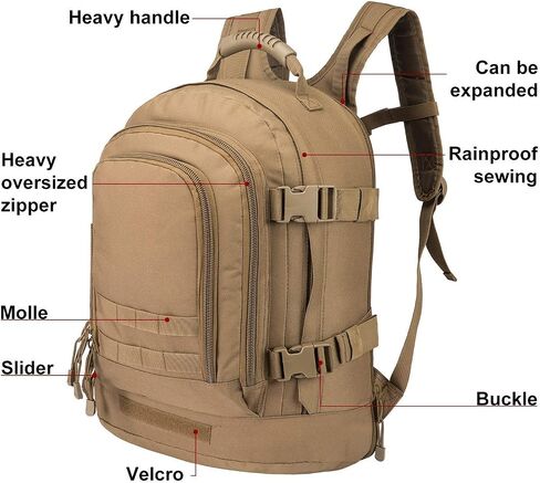 Greencity Laptop Backpacks Tactical 3 Day Expandable Bug Out Bag Classic Case Travel Hiking，Black in Kuwait