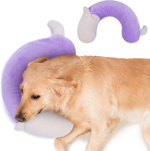 Pet Pillow, Dog Neck Pillow,Dog Pillows for Medium Dogs,Calming Pillow for Dogs, Soft Cat Pillow,Improve Relief Dog Sleeping Pillow,Machine Washable Pet U-Shaped Pillow,Purple,L in Saudi Arabia
