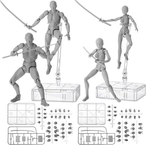 Meooeck 4 Sets Drawing Action Figures Action Figures Body Artists PVC Figure Model Drawing Models Drawing Mannequin Figure for Painting Body Model Artist Decoration Collection Gifts (Gray) in Saudi Arabia