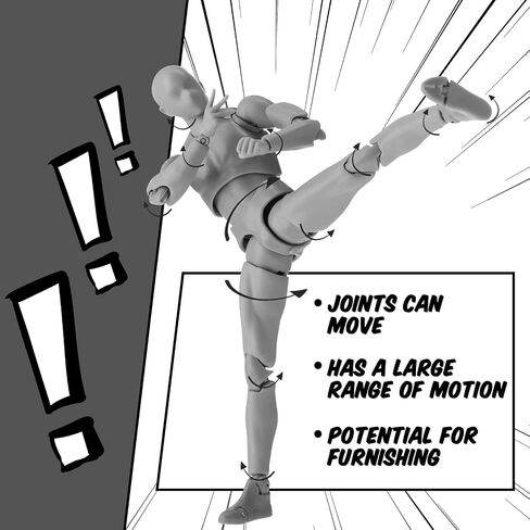 Meooeck 4 Sets Drawing Action Figures Action Figures Body Artists PVC Figure Model Drawing Models Drawing Mannequin Figure for Painting Body Model Artist Decoration Collection Gifts (Gray) in Saudi Arabia