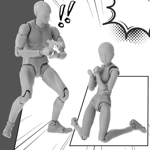 Meooeck 4 Sets Drawing Action Figures Action Figures Body Artists PVC Figure Model Drawing Models Drawing Mannequin Figure for Painting Body Model Artist Decoration Collection Gifts (Gray) in Saudi Arabia