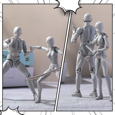 Meooeck 4 Sets Drawing Action Figures Action Figures Body Artists PVC Figure Model Drawing Models Drawing Mannequin Figure for Painting Body Model Artist Decoration Collection Gifts (Gray) in Saudi Arabia