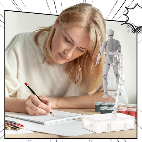 Meooeck 4 Sets Drawing Action Figures Action Figures Body Artists PVC Figure Model Drawing Models Drawing Mannequin Figure for Painting Body Model Artist Decoration Collection Gifts (Gray) in Saudi Arabia