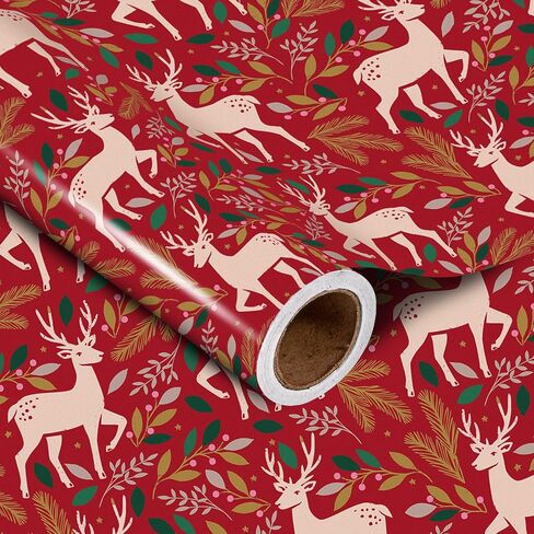 لفة ورق تغليف الهدايا من WRAPAHOLIC - 17 بوصة × 16.4 قدم لكل لفة - لفة حمراء صغيرة، تصميم ضوء عيد الميلاد مثالي لقضاء عطلة عيد الميلاد in Saudi Arabia