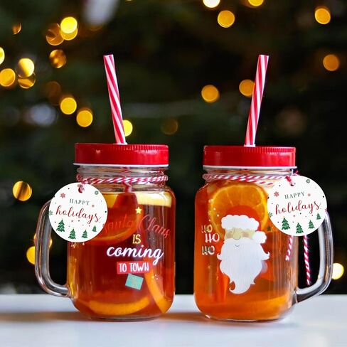 G2PLUS Happy Holiday Tags, 100PCS Christmas Holiday Tags, 2'' Round Holiday Gift Tags, Christmas Tree Paper Gift Tags with String for Xmas Gift Wrapping, DIY Arts & Crafts, Holiday Season Party Favors in Saudi Arabia
