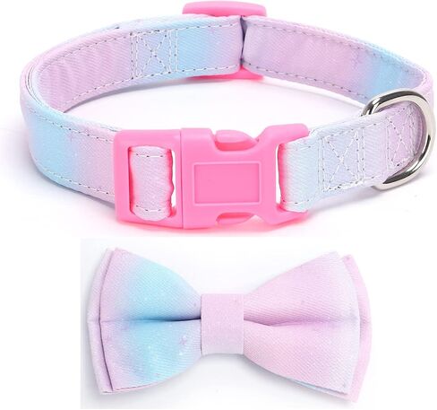 Soft & Comfy Dog Collar with Bow, Detachable and Adjustable Bow Tie Collar,Durable, and Stylish Pet Collar for Girl Female Small Medium Large Dogs (M, Hot Pink) in Saudi Arabia