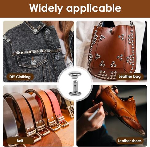 340 Sets Leather Rivets Kit with Setting Tool Kit and Storage Box 5 Sizes Double Cap Rivets Tubular Metal Studs Metal Leather Rivets Leather Craft Accessories for Bags Clothing Shoes Leather Craft US in Kuwait