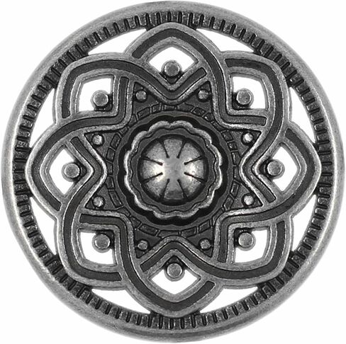 Bezelry 12 Pieces Octastar Flower Metal Shank Buttons. 23mm (7/8 inch) (Gray Silver) in Saudi Arabia