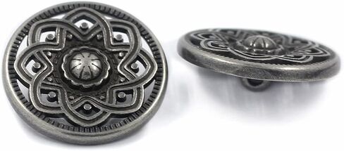 Bezelry 12 Pieces Octastar Flower Metal Shank Buttons. 23mm (7/8 inch) (Gray Silver) in Saudi Arabia
