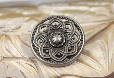 Bezelry 12 Pieces Octastar Flower Metal Shank Buttons. 23mm (7/8 inch) (Gray Silver) in Saudi Arabia