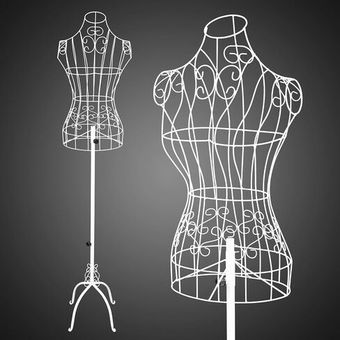 Bonnlo Female Wire Dress Form, Vintage Style Wire Mannequin for Home Decor Display, Small Size Adjustable Height Metal Wire Body (Black) in Kuwait