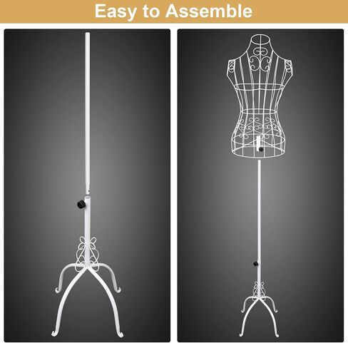 Bonnlo Female Wire Dress Form, Vintage Style Wire Mannequin for Home Decor Display, Small Size Adjustable Height Metal Wire Body (Black) in Kuwait