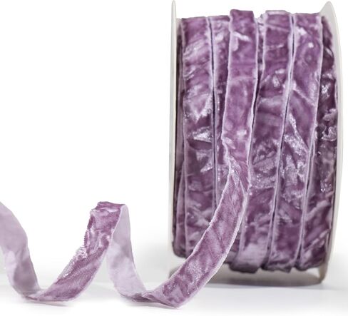 Mayreel Dusty Purple Crushed Velvet Ribbon 3/8" x 25 Yards Lilac Ribbon for Flower Bouquet Vintage Velvet Ribbon for Wedding Invitations, Crafts, Gift Wrapping, Chritmas Decorations and Party in Kuwait