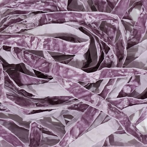 Mayreel Dusty Purple Crushed Velvet Ribbon 3/8" x 25 Yards Lilac Ribbon for Flower Bouquet Vintage Velvet Ribbon for Wedding Invitations, Crafts, Gift Wrapping, Chritmas Decorations and Party in Kuwait