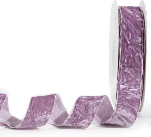 Mayreel Dusty Purple Crushed Velvet Ribbon 3/8" x 25 Yards Lilac Ribbon for Flower Bouquet Vintage Velvet Ribbon for Wedding Invitations, Crafts, Gift Wrapping, Chritmas Decorations and Party in Kuwait