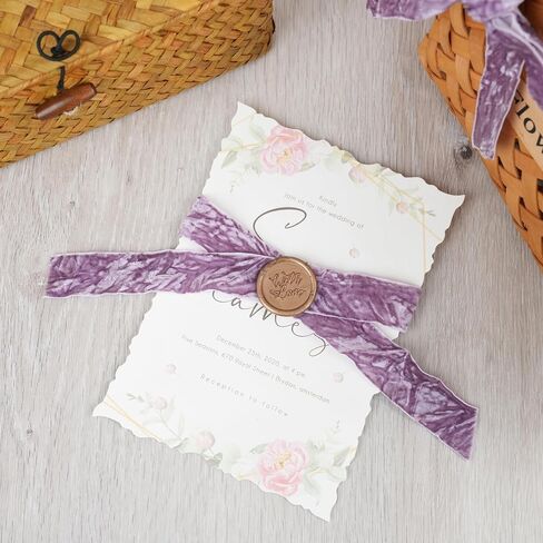 Mayreel Dusty Purple Crushed Velvet Ribbon 3/8" x 25 Yards Lilac Ribbon for Flower Bouquet Vintage Velvet Ribbon for Wedding Invitations, Crafts, Gift Wrapping, Chritmas Decorations and Party in Kuwait