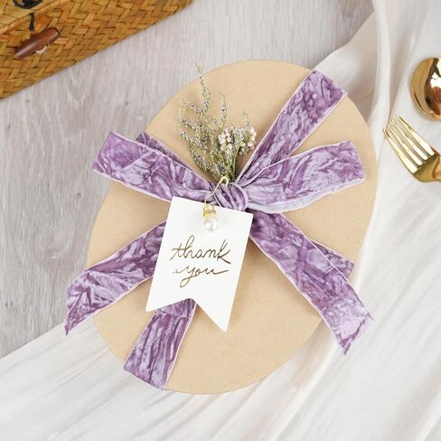 Mayreel Dusty Purple Crushed Velvet Ribbon 3/8" x 25 Yards Lilac Ribbon for Flower Bouquet Vintage Velvet Ribbon for Wedding Invitations, Crafts, Gift Wrapping, Chritmas Decorations and Party in Kuwait