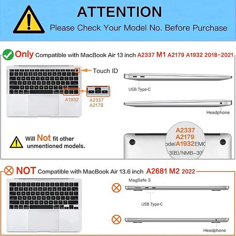 Smart Idea Case Compatible with MacBook Air 13 Inch M1 Clip A2337 Release 2021 and A2179 A1932 Release 2020 2019 2018 Matte Hard Plastic Shell Cover & Keyboard Skin (Idea Bulb) in Saudi Arabia