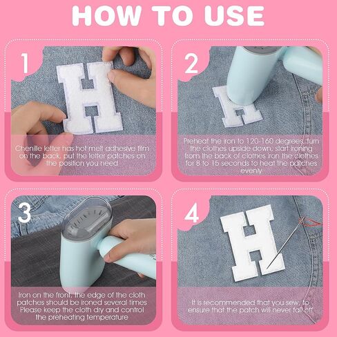 26 Pcs Chenille Letter Iron on Patches White Letter Patches Chenille Varsity A-Z Letter Patches Chenille Letter Applique Patches Cute Sew on Patch for Clothing Backpack Hat Jeans DIY Supplies in Saudi Arabia