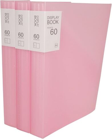 كتاب عرض تقديمي بلاستيكي مقاس A4، مجلد مزود بأكمام بلاستيكية شفافة، كتاب عرض تقديمي مع غطاء داخلي شفاف، مجلد ملفات مجلد المحفظة، كتاب عرض A4 للمدرسة والمكتب (3 × وردي 30 صفحة) in Kuwait