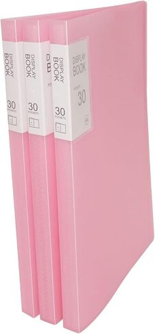 A4 Plastic Presentation Book, Binder with Clear Plastic Sleeves Bound Presentation Book with Clear Inside Flap, Portfolio Folder File Folder, A4 Display Book for School, Office (3 x Pink 30 Pages) in Saudi Arabia