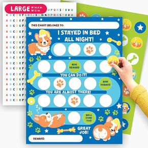 Bedtime Routine Chart for Toddlers - Kawaii Corgi - Sleep Reward Charts for Children - Behavior Reward Chart for Kids Girls Boys - Responsibility Chart for Sleep - Kids Behavior Chart - by Central 23