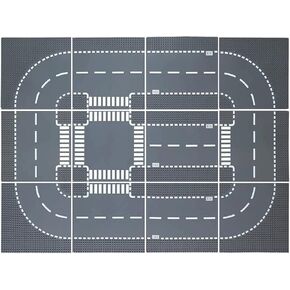 Road Base Plates for City Road Building Block,12 City Street Plates, 10"x10"Road Baseplates for City Street