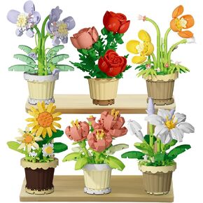 Flower Building Sets, Ideal Gifts for Her, Flowers Bouquet Building Gifts for Girlfriends Women Adults Birthday Gifts Christmas Valentine Home Decor-1302PCS