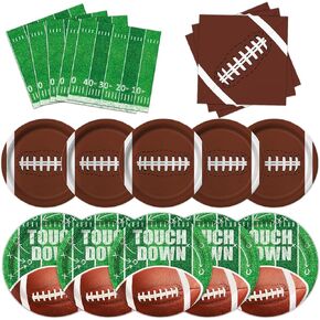 Oigco Football Party Supplies Set Serves 48 Football Plates and Napkins Includes 96 Football Paper Plates and 48 Napkins for Football Party Decorations Gameday Tailgate Decorations