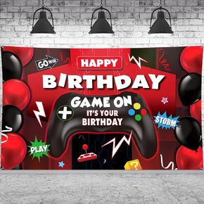 Sumind Video Game Happy Birthday Backdrop Video Game Party Decorations Boys Birthday Party Backdrop Banner Gaming Theme Background Photo Prop for Racing Car Video Game Party Supplies, 70.8 x 43.3 Inch