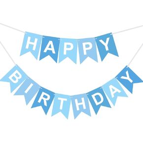 DomeStar Blue Birthday Decorations, Happy Birthday Banner Sign for Boys Birthday Party Decorations