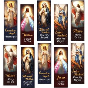 100 Pcs Catholic Devotional Prayer Bookmark Bible Bookmark Assorted Holy Cards with Catholic Saints and Prayers Christian Religious Gift for Woman Man