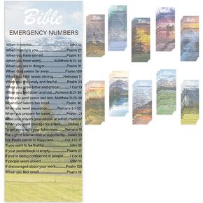 100 Pcs Bible Emergency Numbers Bookmark Christian Bookmark Card 2.36 x 6 Inch Religious Bible Verse Bookmark for Churches Sunday School Prayer Reading Rewards