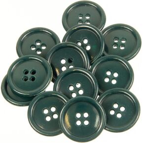 Mibo 12pcs Round Melamine Buttons with Rim - 36L(22mm) - 4 Hole - Hunter Green