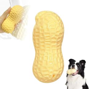 Yellow Squeaky Dog Chew Toys,Indestructible Tough,Interactive Dog Toys for Teething Boredom, Peanut Toys for Extreme Chewers, Toothbrush Dental Care Dogs （12.5cm*5.5cm）