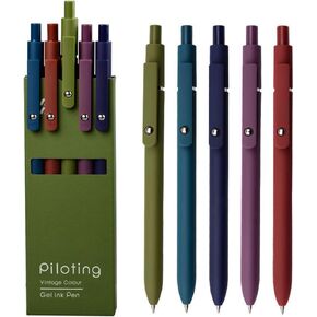5 Pcs Gel Pens, 0.5mm Black Ink Pens Retractable Fine Point Smooth Writing Pens, Aesthetic Office School Supplies, Desk Accessories Nursing Pen for Journaling Note Taking, Gifts for Women Men(Vintage)
